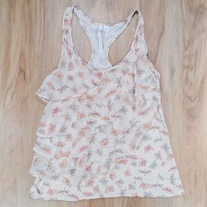 🔹️Lauren Conrad Cream Racerback Layered Ruffle Sleeveless Top Small